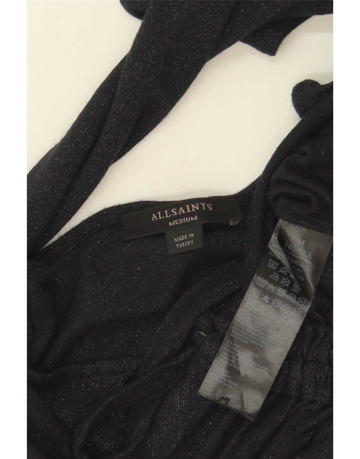 All Saints Crop Top Feminino Manga Longa Reino Unido 12 Viscose Azul Marinho Médio