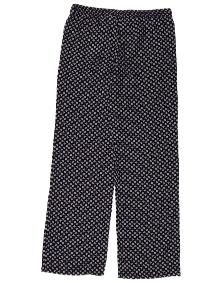 Calça feminina Zara com perna larga, médio W30 L32 azul marinho poliéster manchado
