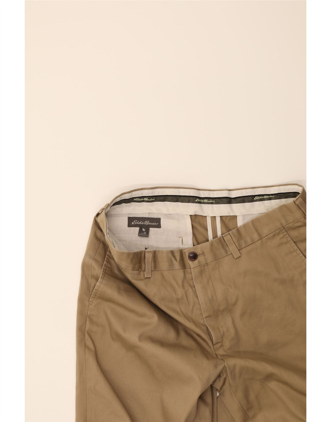 EDDIE BAUER Mens Straight Chino Trousers W35 L32 Beige Cotton Vintage Eddie Bauer and Second-Hand Eddie Bauer from Messina Hembry 