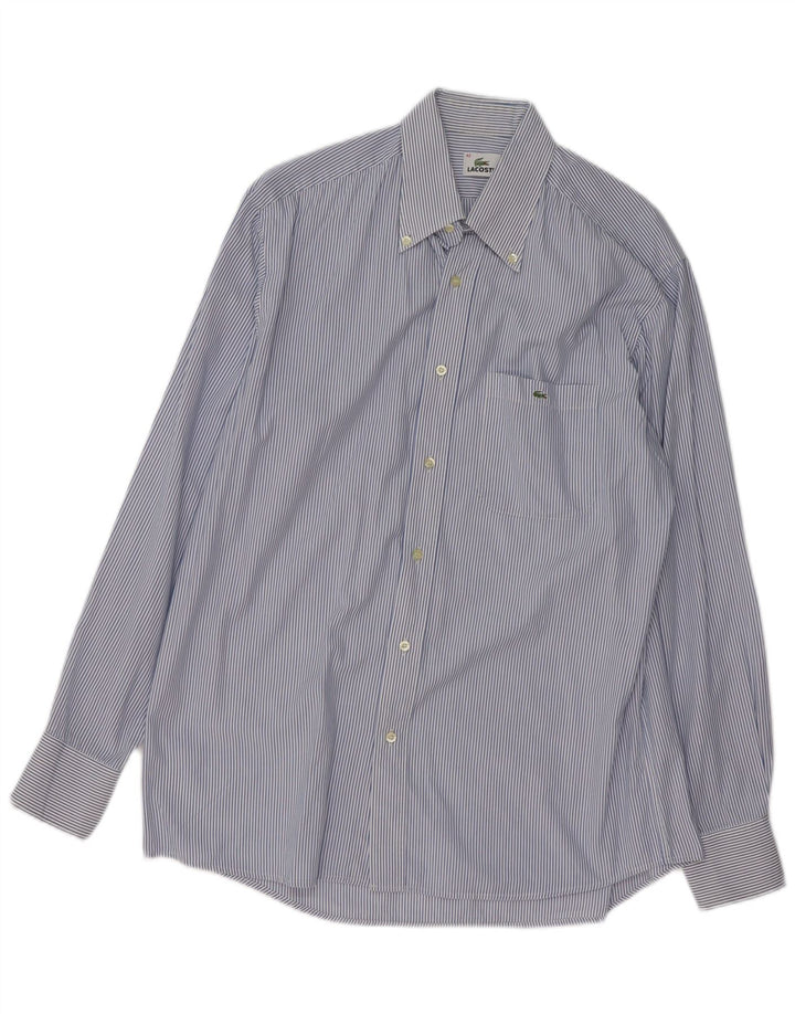 Camisa masculina LACOSTE tamanho 42 grande algodão listrado azul