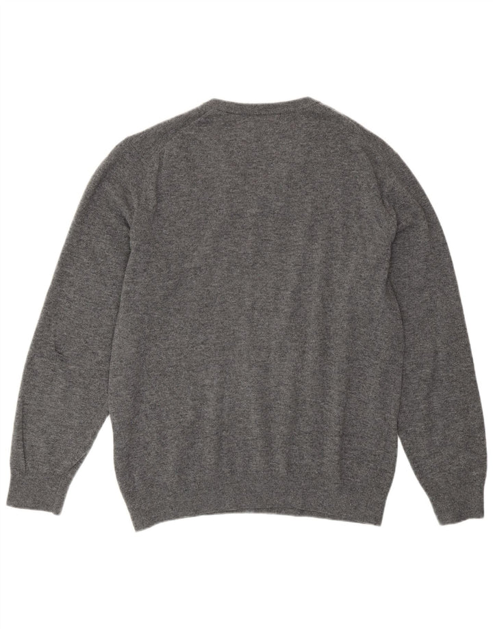Suéter masculino GANT com decote em V XL lã de cordeiro cinza