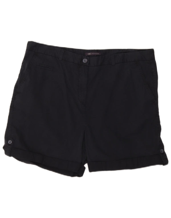 Shorts Chino feminino Marks & Spencer UK 18 XL W38 algodão azul marinho