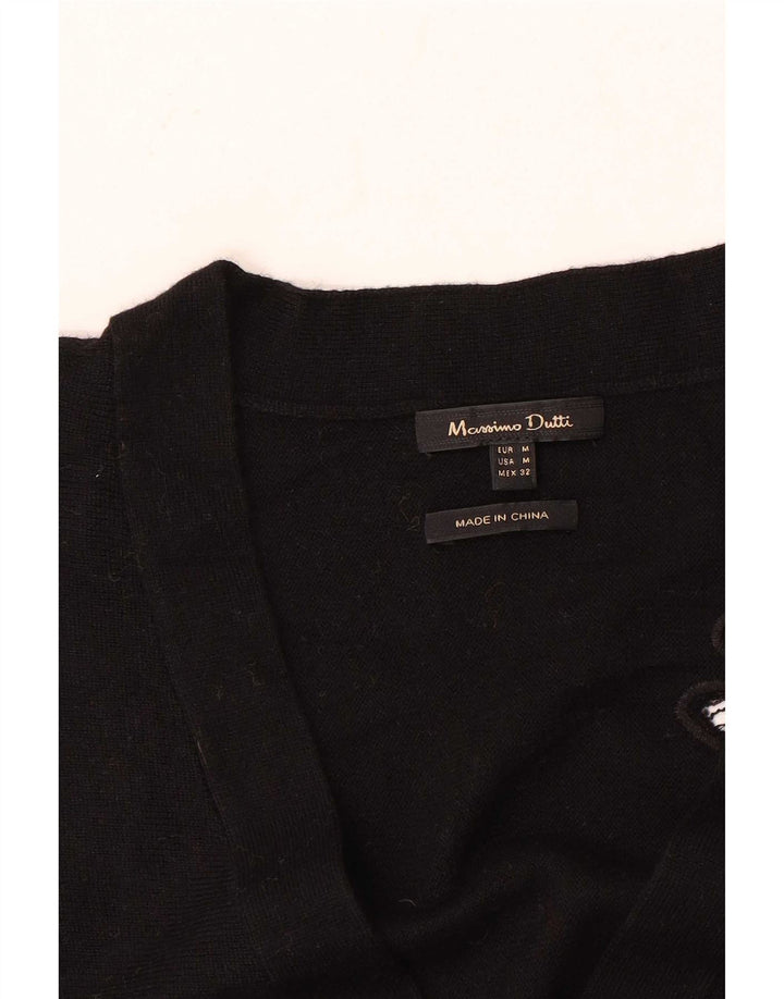 Suéter cardigã feminino grande Massimo Dutti Reino Unido 14 médio preto floral