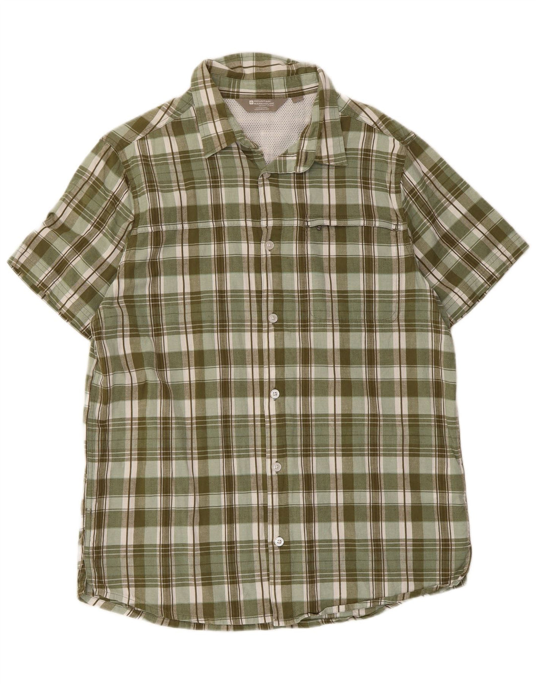 Camisa masculina de manga curta Mountain Warehouse algodão xadrez verde grande