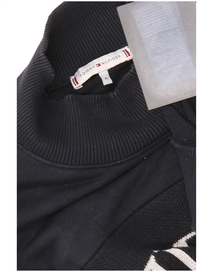 Tommy Hilfiger moletom gráfico feminino jumper UK 14 médio algodão preto
