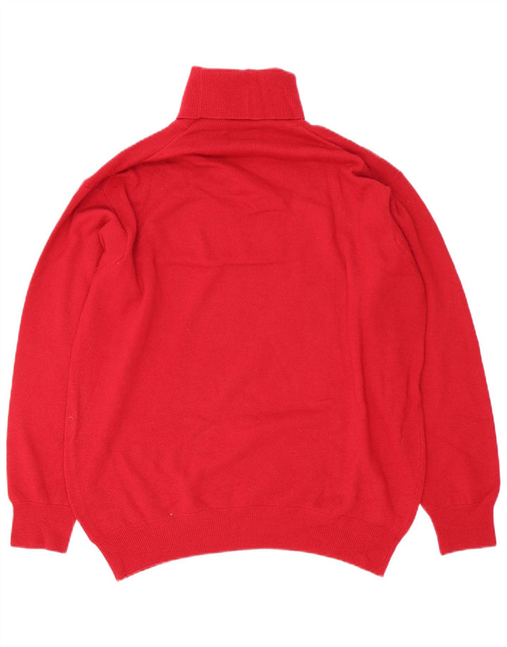 Suéter masculino Sisley com gola redonda grande lã virgem vermelha