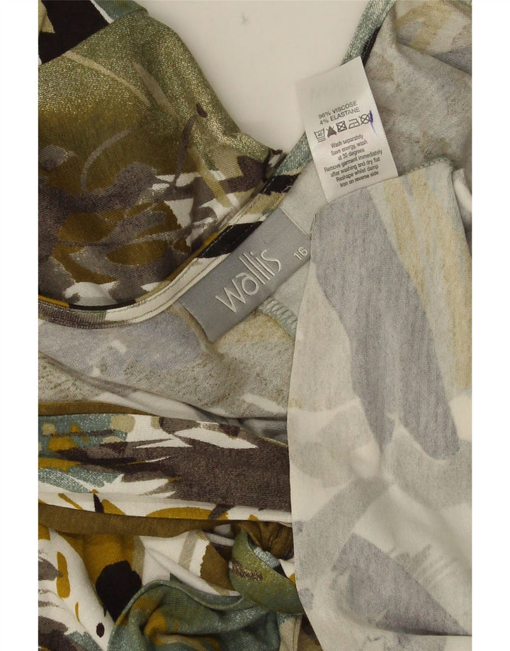 Vestido feminino Wallis com padrão abstrato evasê Reino Unido 16 grande viscose verde