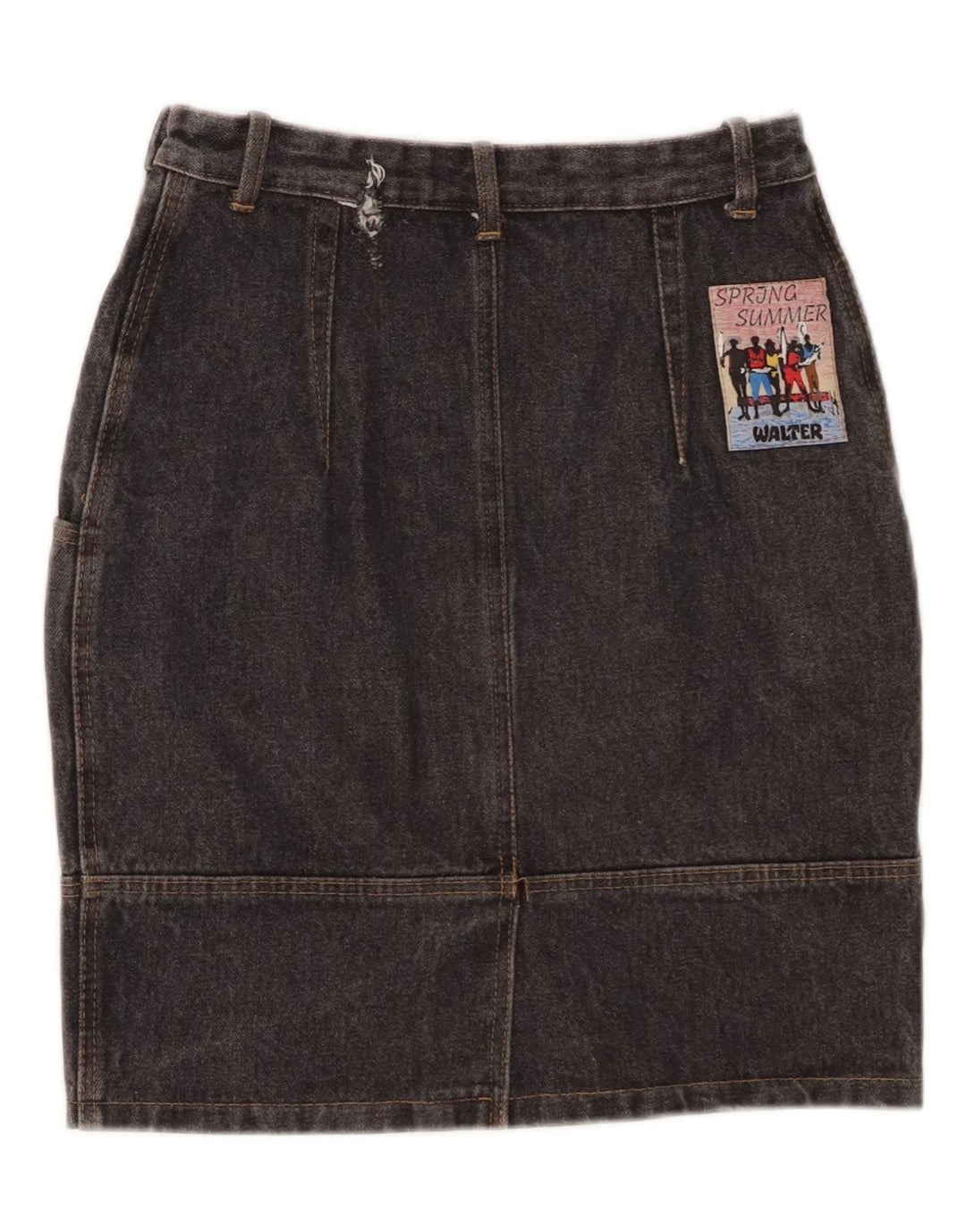 VINTAGE Womens Denim Skirt IT 34 2XS W24  Grey Cotton Vintage Vintage and Second-Hand Vintage from Messina Hembry 