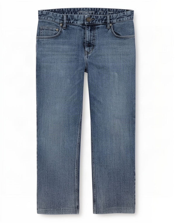 Calça jeans reta masculina Calvin Klein W34 L26 algodão azul