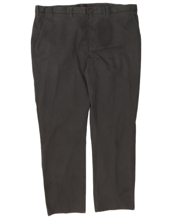 Calça chino masculina MARKS & SPENCER regular fit W44 L33 algodão cinza