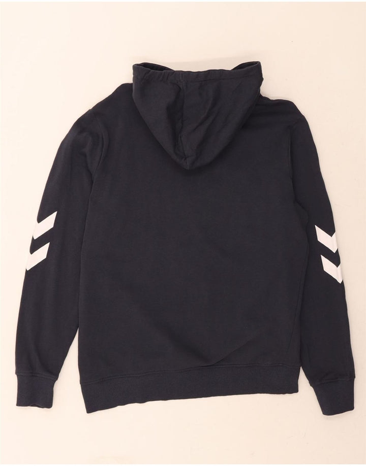 HUMMEL Mens Graphic Hoodie Jumper Small Navy Blue Cotton Vintage Hummel and Second-Hand Hummel from Messina Hembry 