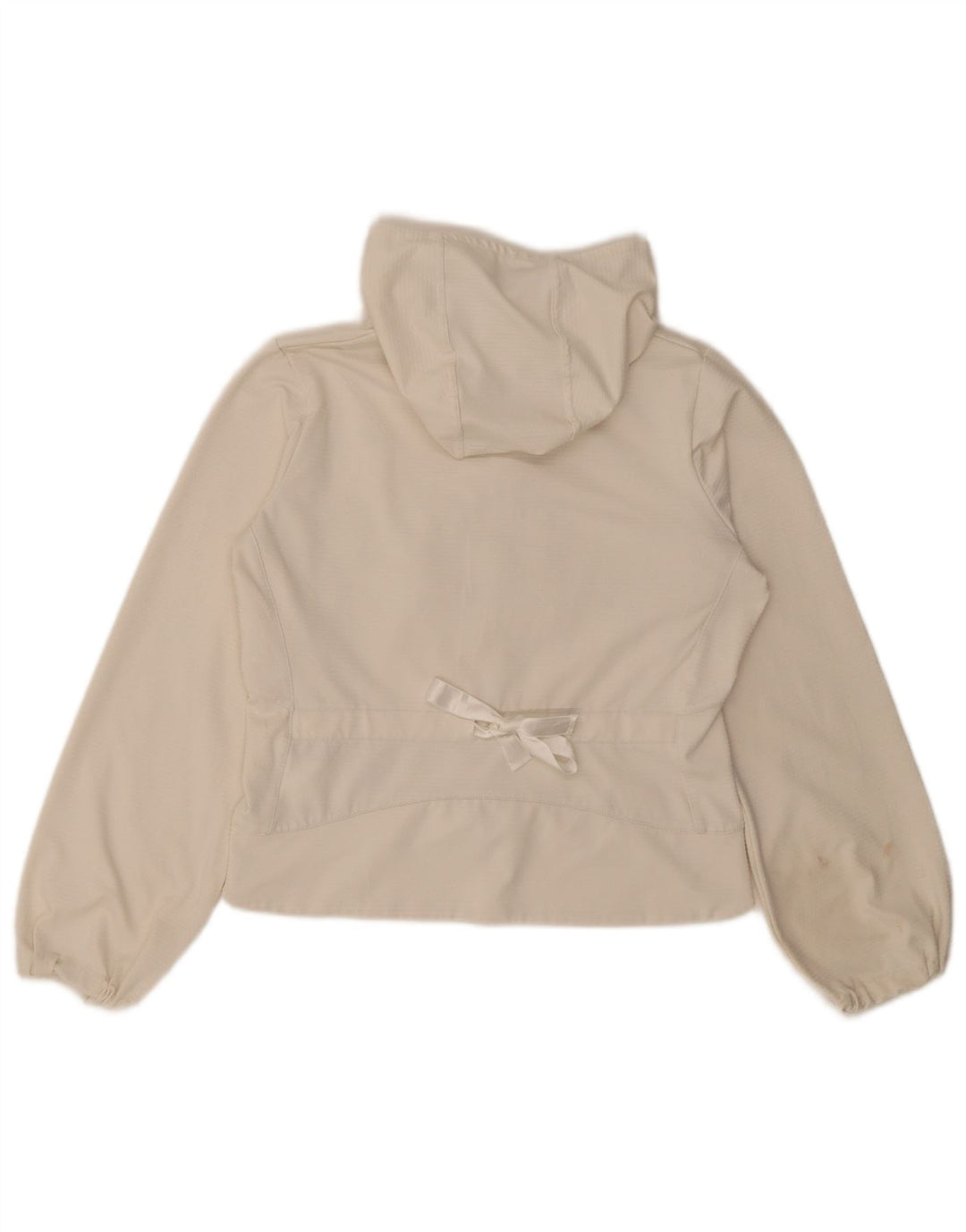 Nike Womens Crop Hooded Tracksuit Top Jacket UK 10/12 Médio Branco