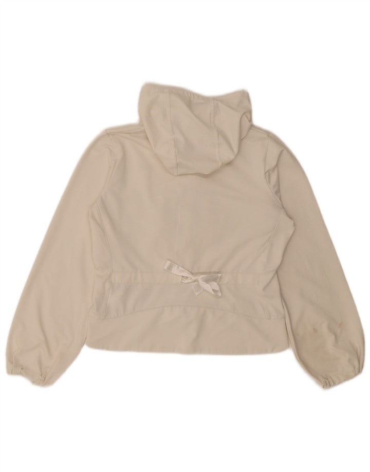 Nike Womens Crop Hooded Tracksuit Top Jacket UK 10/12 Médio Branco