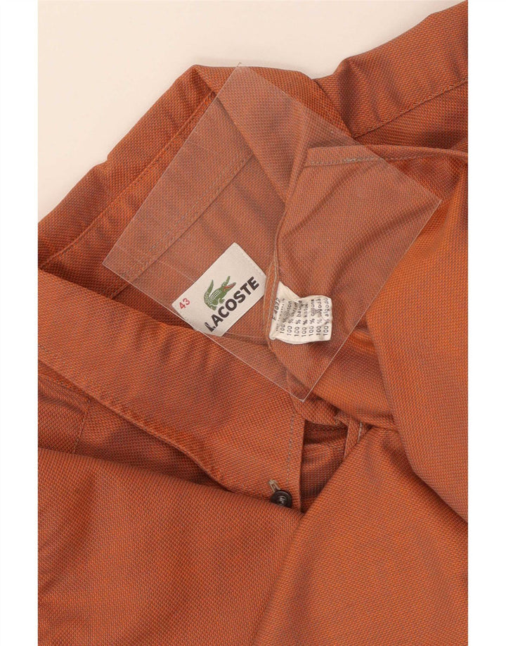 Camisa masculina Lacoste tamanho 43 grande algodão laranja
