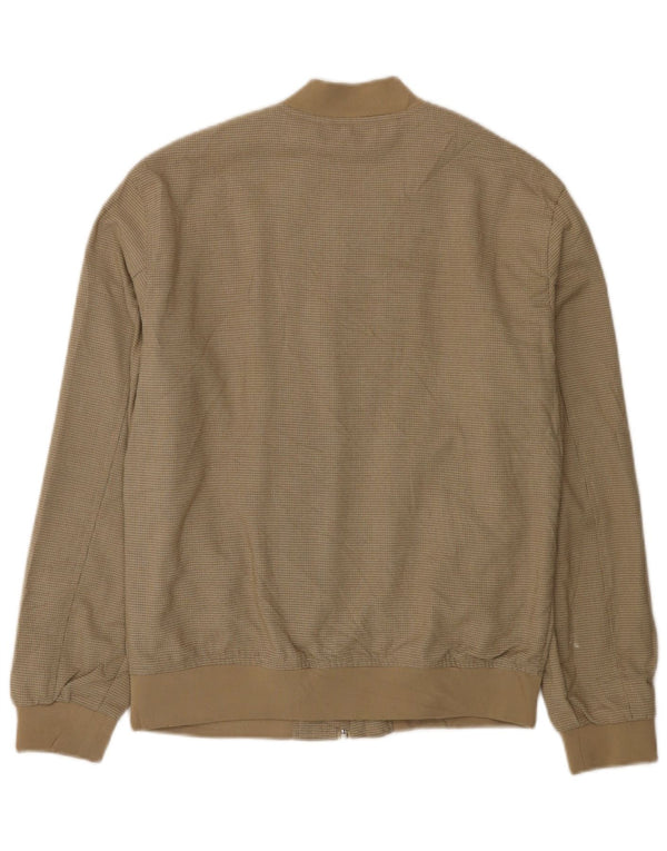 Jaqueta bomber masculina Zara UK 36 poliéster xadrez bege pequeno