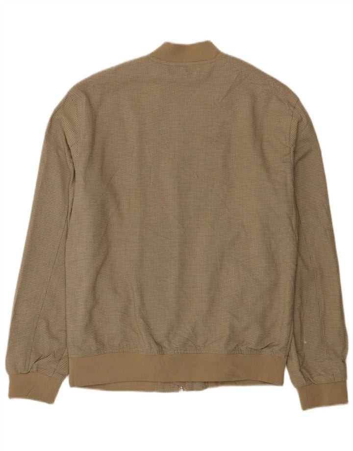 Jaqueta bomber masculina Zara UK 36 poliéster xadrez bege pequeno