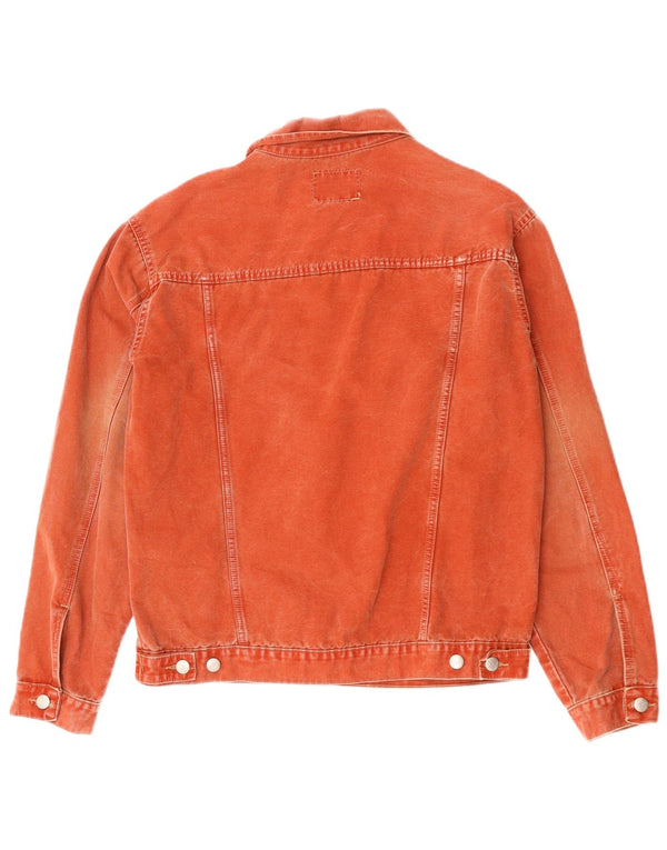 VINTAGE Mens Denim Jacket UK 40 Large Orange Cotton