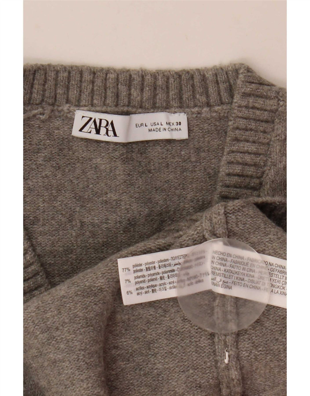 Zara Womens Crop Vest Tank Top UK 14 Grande Cinza Poliéster