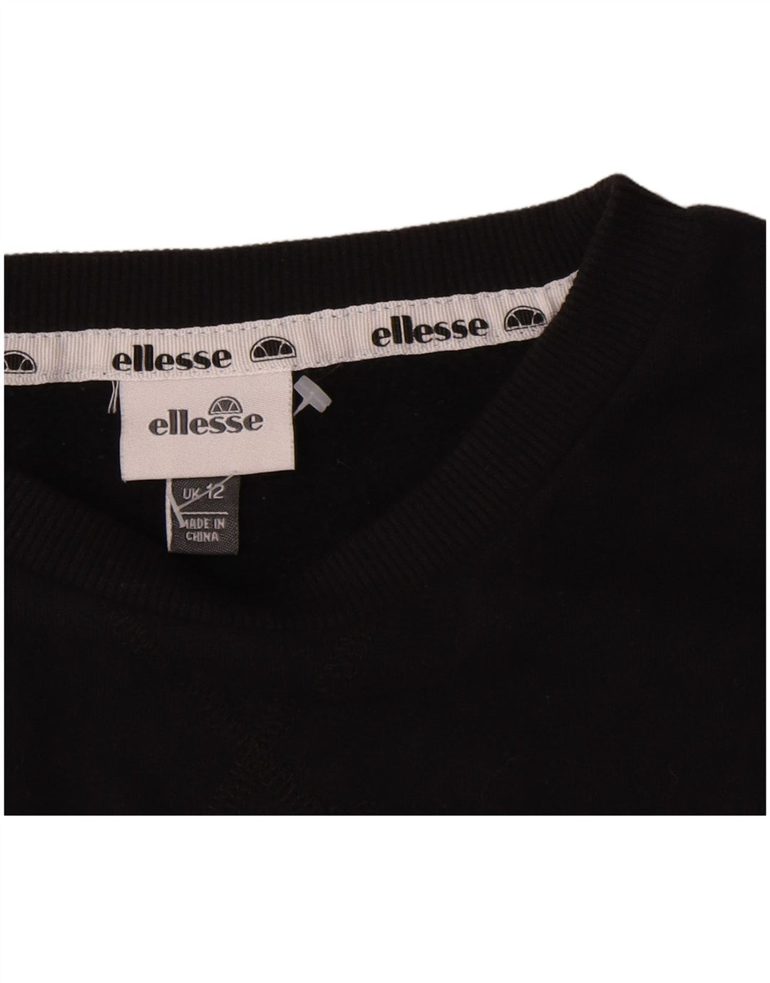 Ellesse moletom gráfico feminino jumper UK 12 médio algodão preto