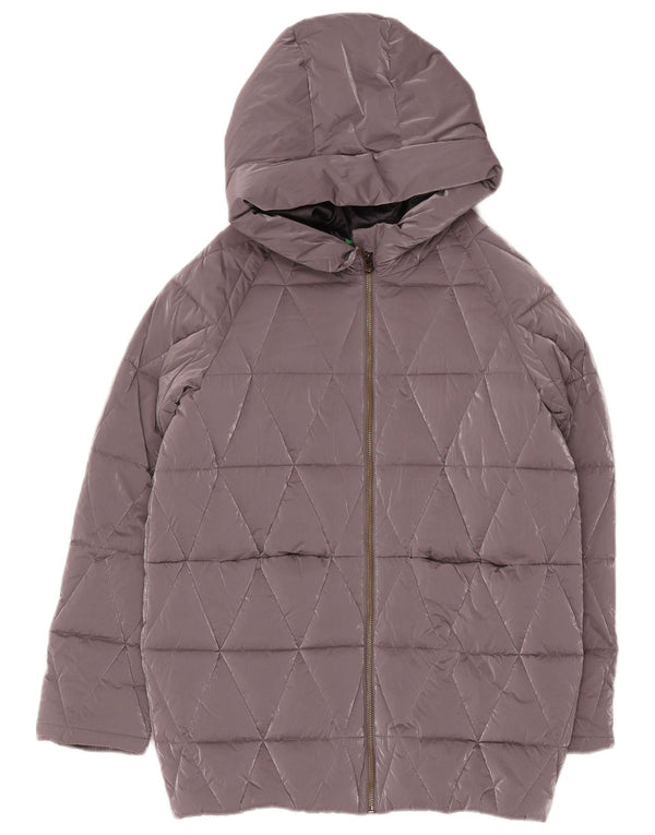 Casaco acolchoado com capuz para menina Benetton 15-16 anos 2XL poliéster cinzento