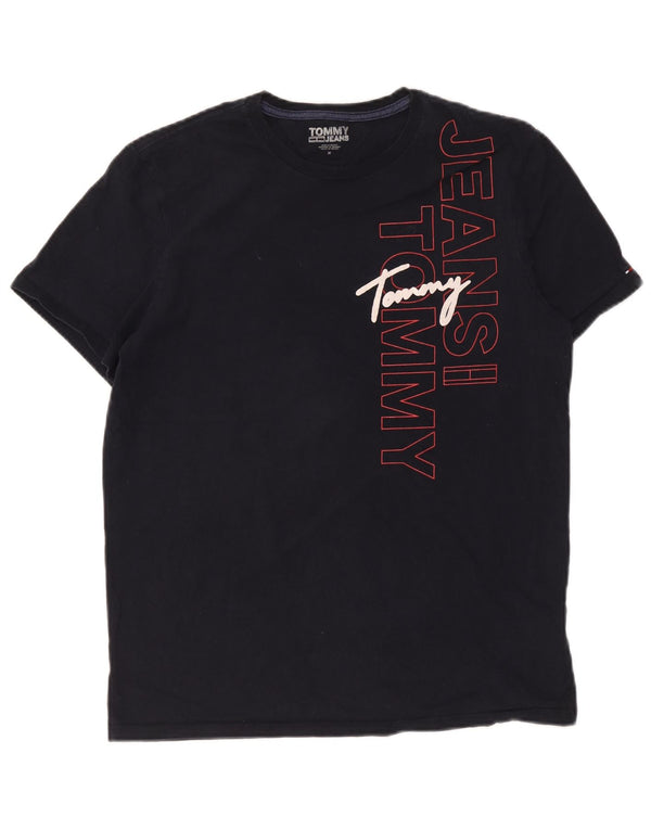 Tommy Hilfiger Camiseta masculina gráfica Top médio algodão azul marinho