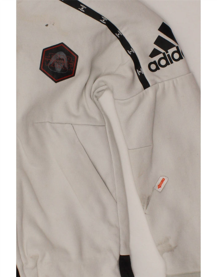 ADIDAS Meninos Star Wars Zip Hoodie Suéter 3-4 Anos Branco Colorblock