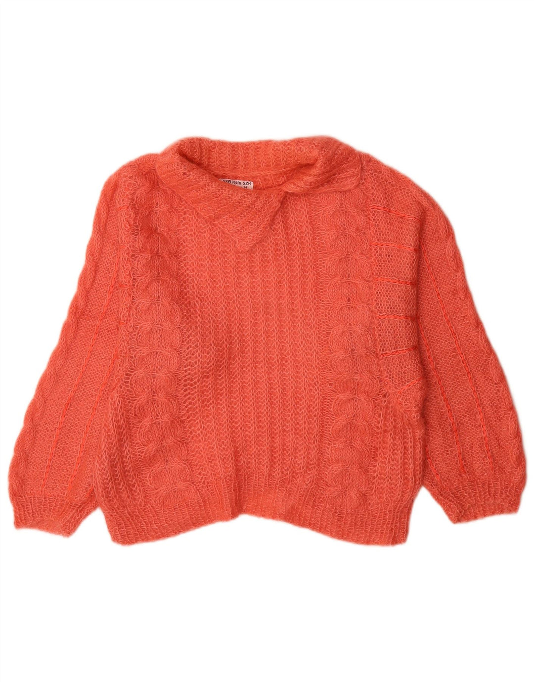 Suéter feminino vintage com gola tartaruga Reino Unido 12 laranja médio