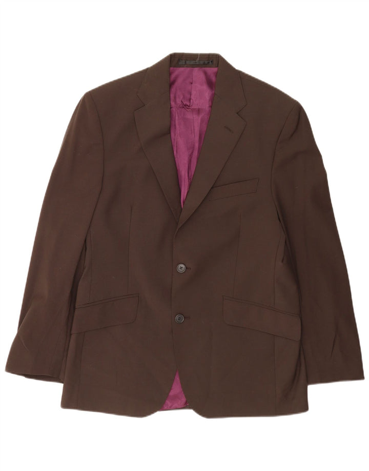 Jaqueta blazer masculina de 2 botões Marks & Spencer Reino Unido 38 lã marrom médio
