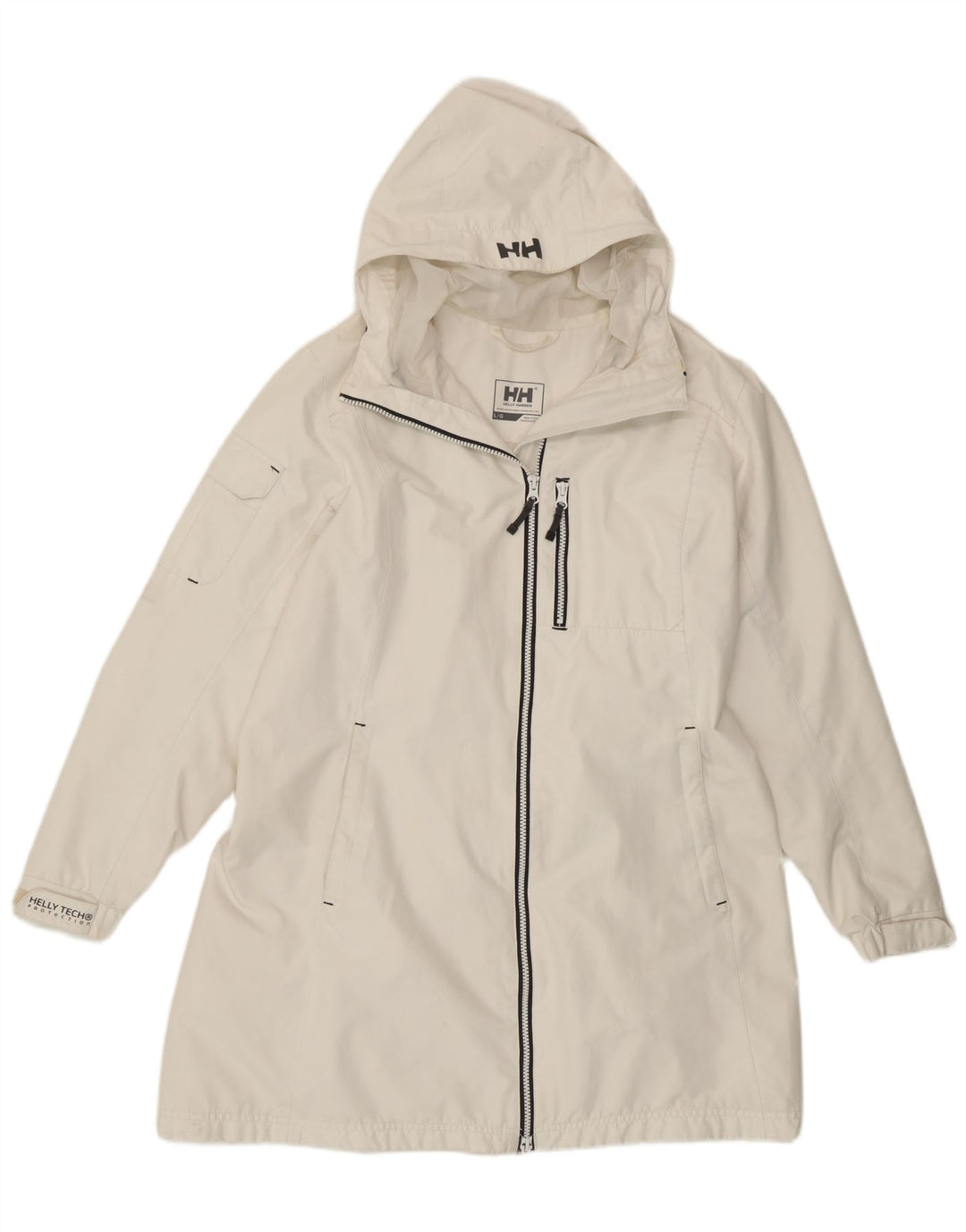 Capa de chuva feminina Helly Hansen com capuz UK 16 grande branca