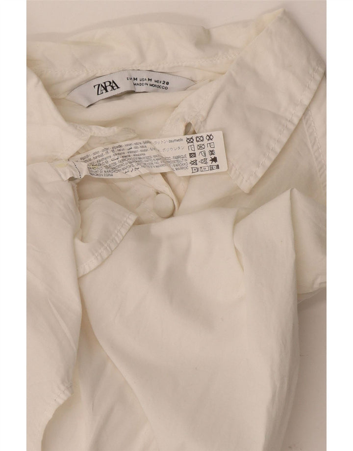 Zara blusa feminina cropped Reino Unido 12 algodão branco médio