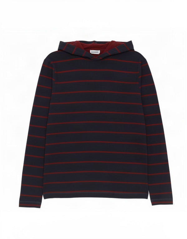 Top masculino com capuz Marks & Spencer manga comprida pequeno listrado azul marinho