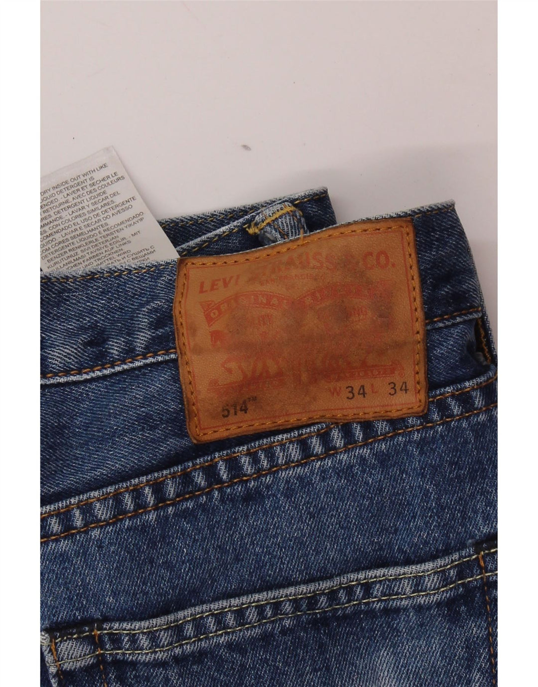 LEVI'S Masculino 514 Straight Jeans W34 L34 Azul Algodão