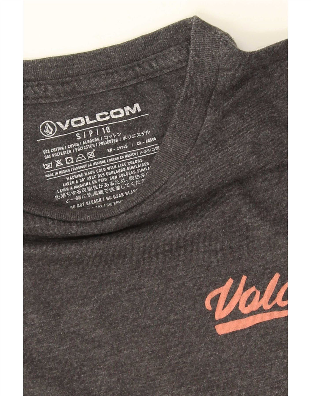 Volcom Camiseta masculina gráfica top pequeno algodão cinza