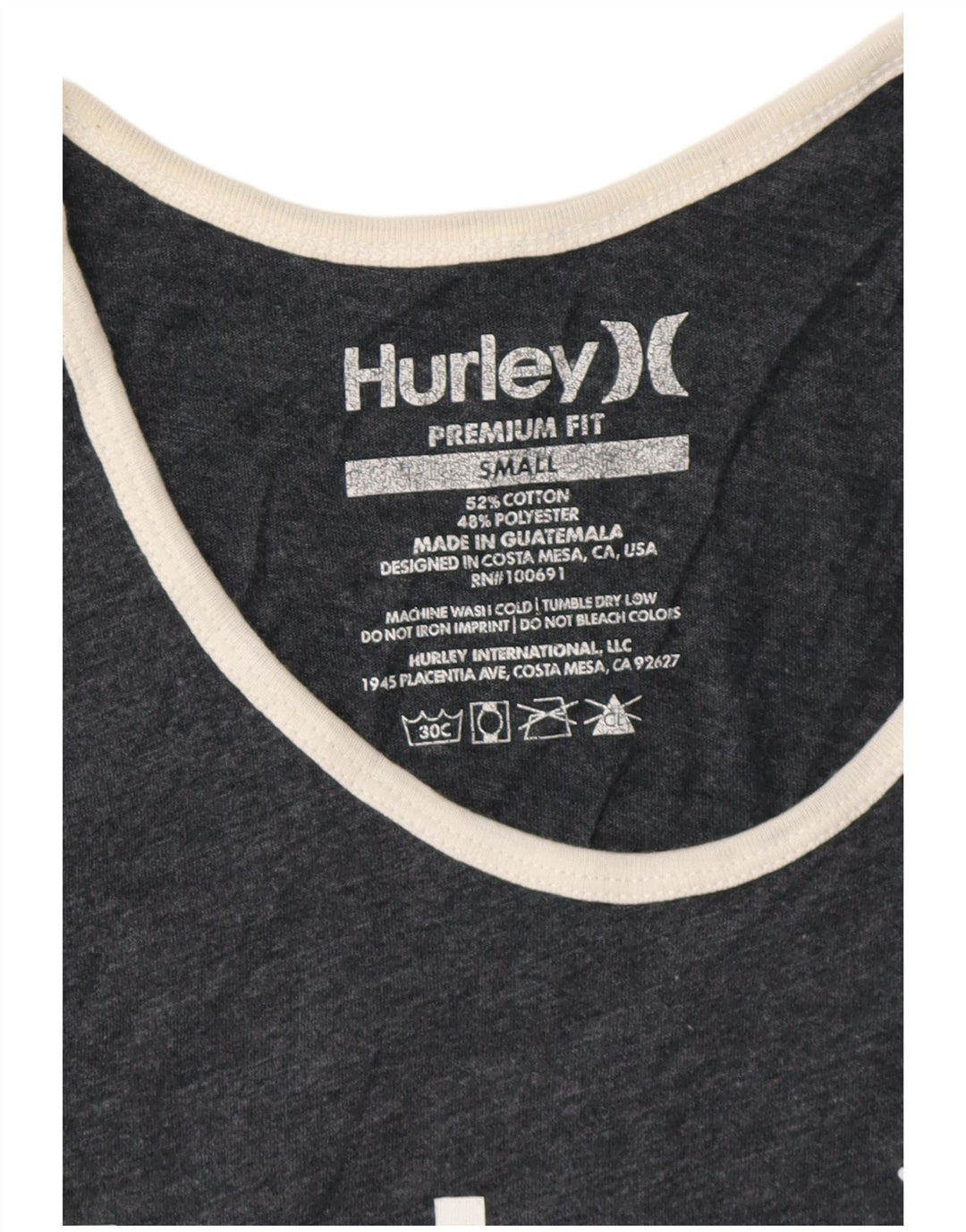 Colete gráfico masculino HURLEY de ajuste premium pequeno algodão manchado cinza