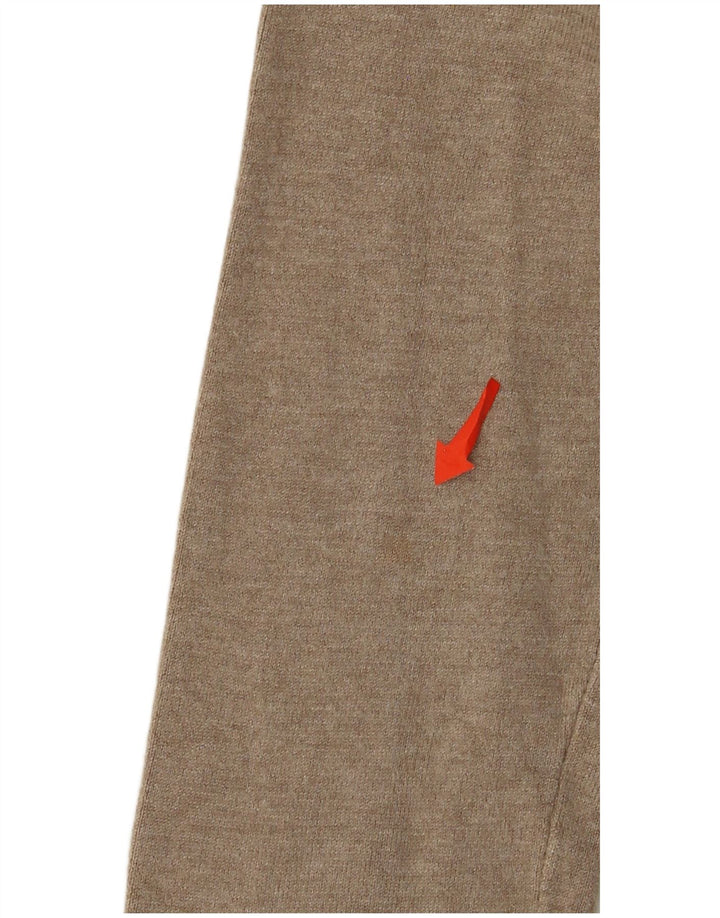 Suéter feminino Zara com decote em V Reino Unido 12 médio bege rayon