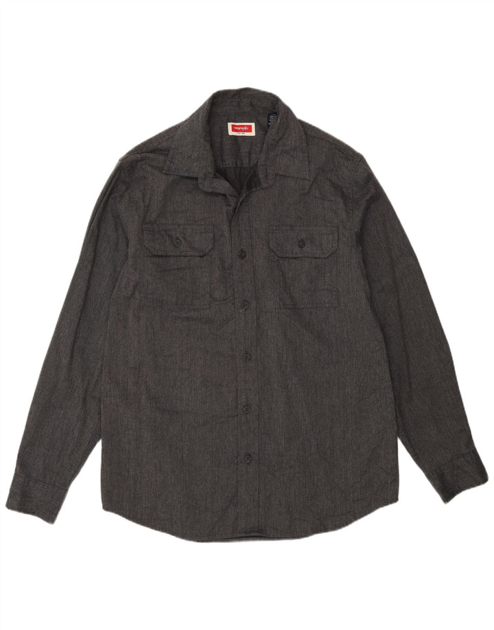 Wrangler Camisa masculina cinza médio algodão
