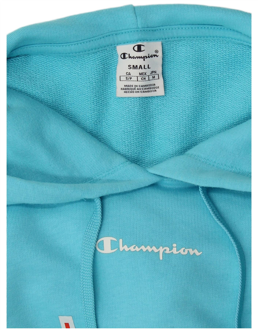 Jumper com capuz feminino Champion Crop Oversized UK 10 pequeno azul