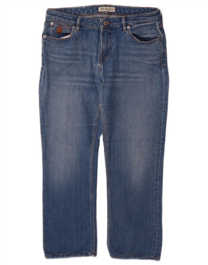 Jeans recortados femininos Trussardi W28 L25 algodão azul