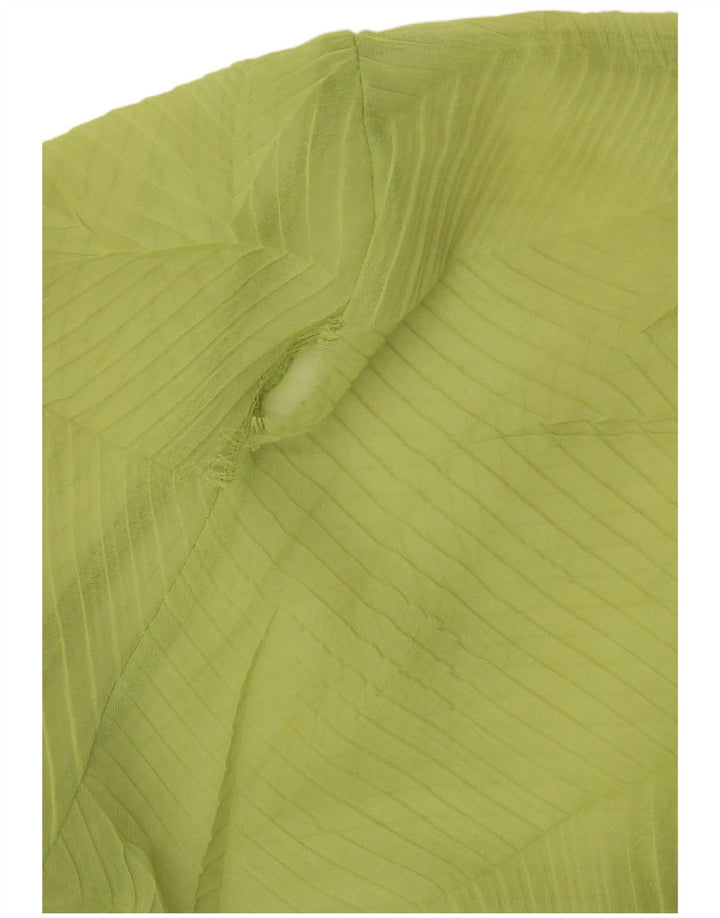 Gravata frontal feminina vintage transparente, top UK 14 listrado verde médio