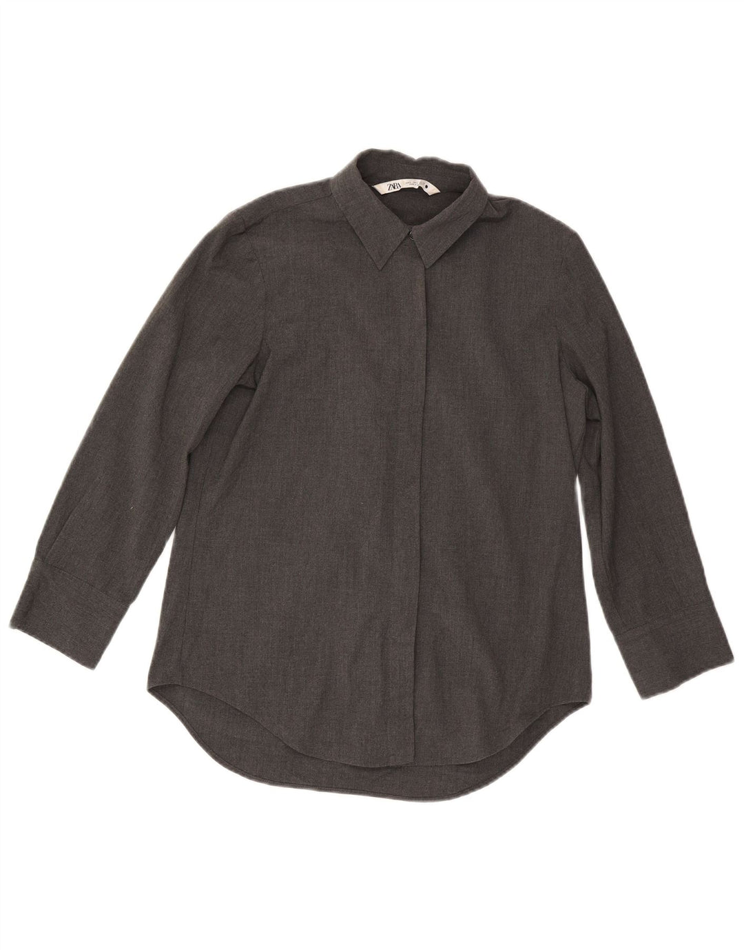 Camisa feminina Zara Loose Fit UK 10 pequena cinza