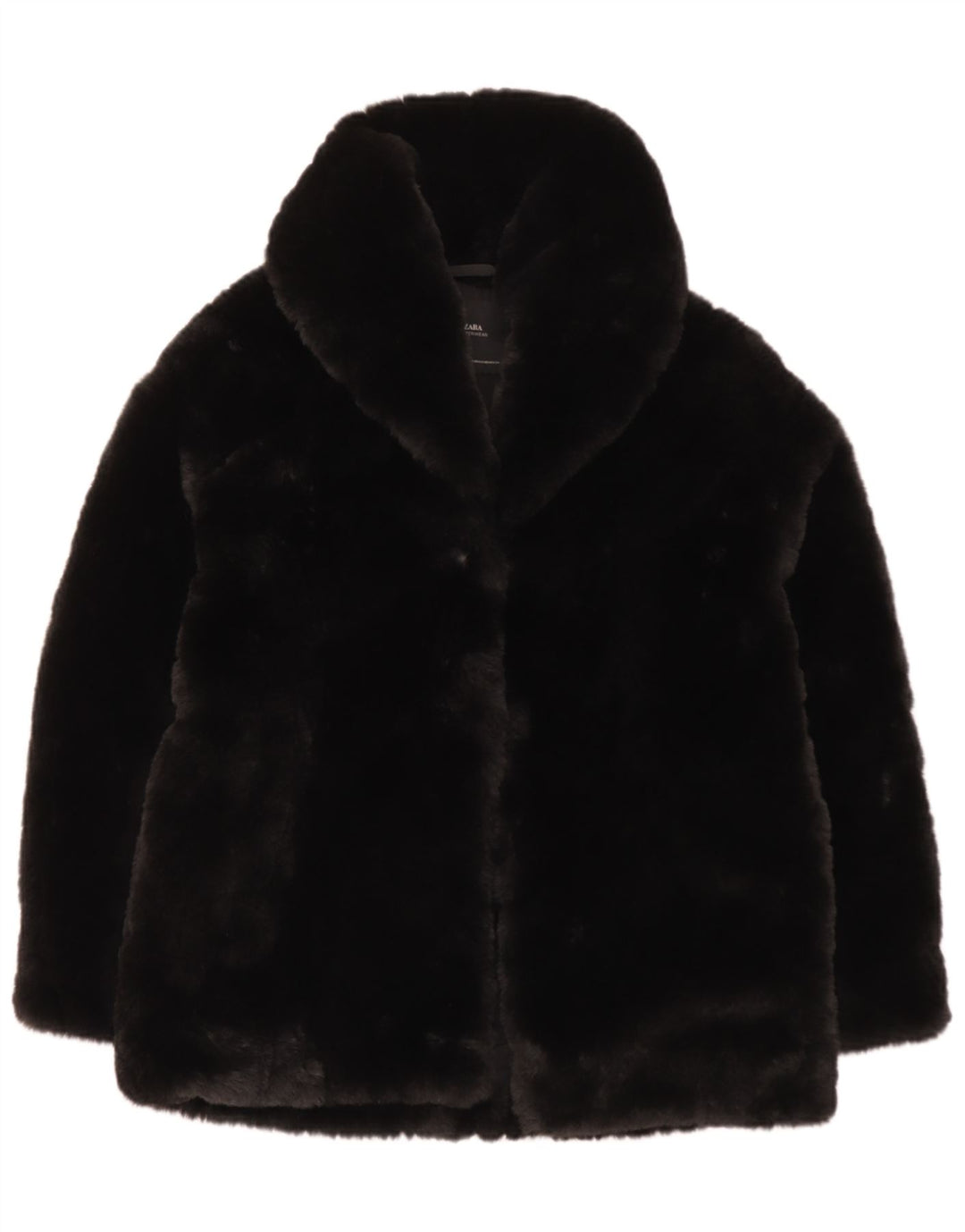 Jaqueta feminina de pele sintética Zara UK 6 XS poliéster preto