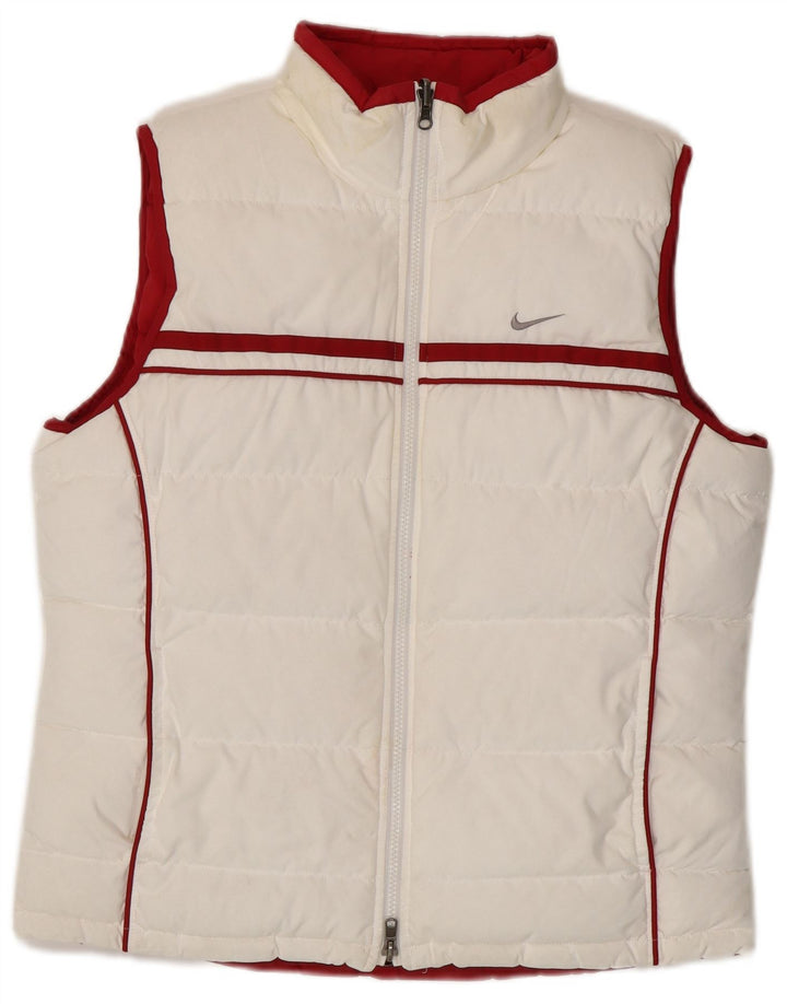 Colete acolchoado reversível feminino Nike UK 14/16 grande poliéster branco