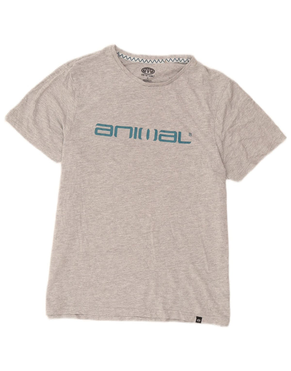 Camiseta Animal Masculina Gráfica Top Algodão Cinza Médio