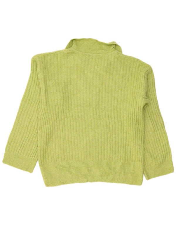 Suéter feminino Zara com gola polo superdimensionada Reino Unido 10 pequeno acrílico verde