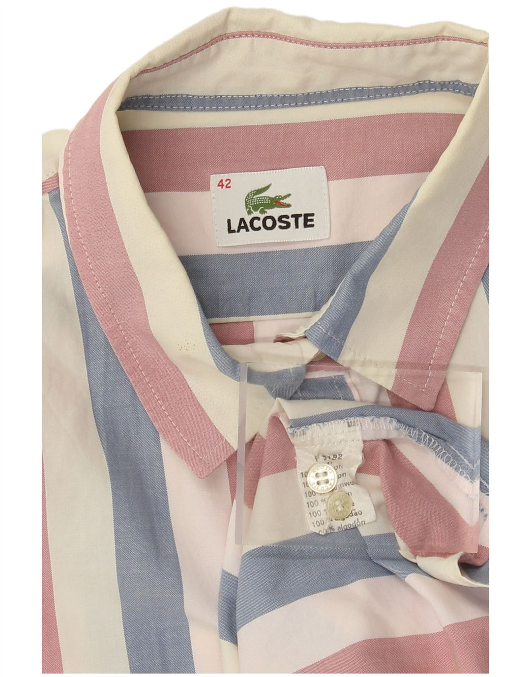 Camisa feminina Lacoste tamanho 42 grande algodão listrado multicolorido