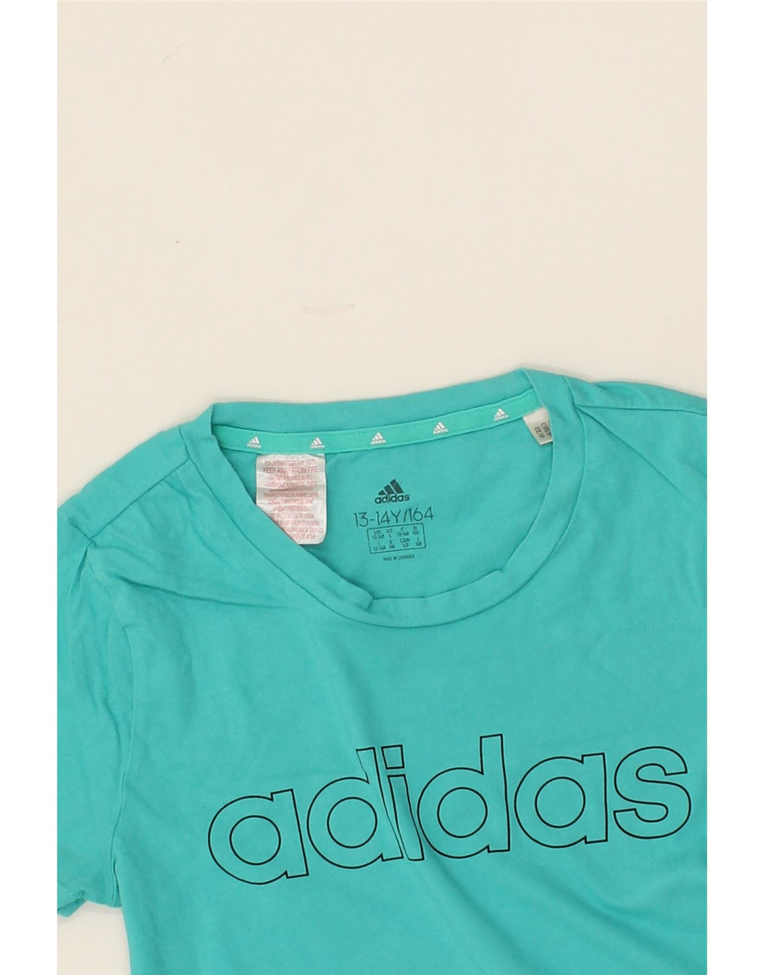 ADIDAS Boys Graphic T-Shirt Top 13-14 Years Turquoise Cotton Vintage Adidas and Second-Hand Adidas from Messina Hembry 