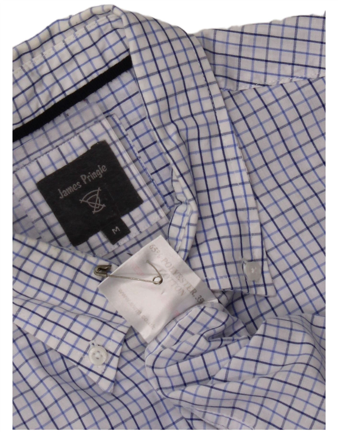 Camisa masculina JAMES PRINGLE poliéster xadrez azul médio