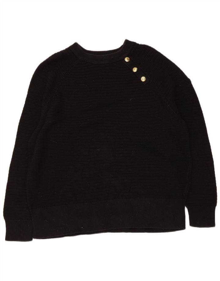 Suéter feminino Barbour com ajuste regular e gola canoa Reino Unido 12 médio preto