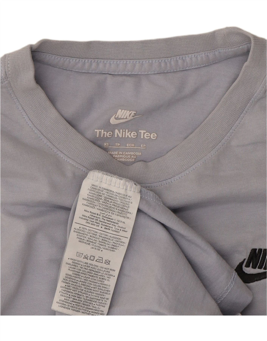Camiseta feminina Nike UK 6 XS azul algodão