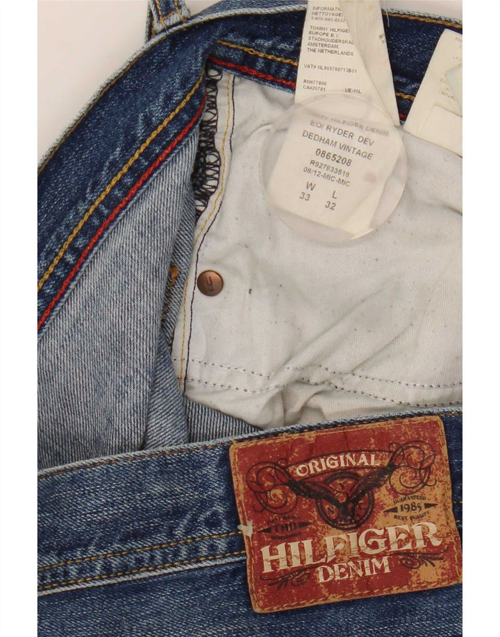 Jeans retos masculinos Tommy Hilfiger W33 L32 algodão azul